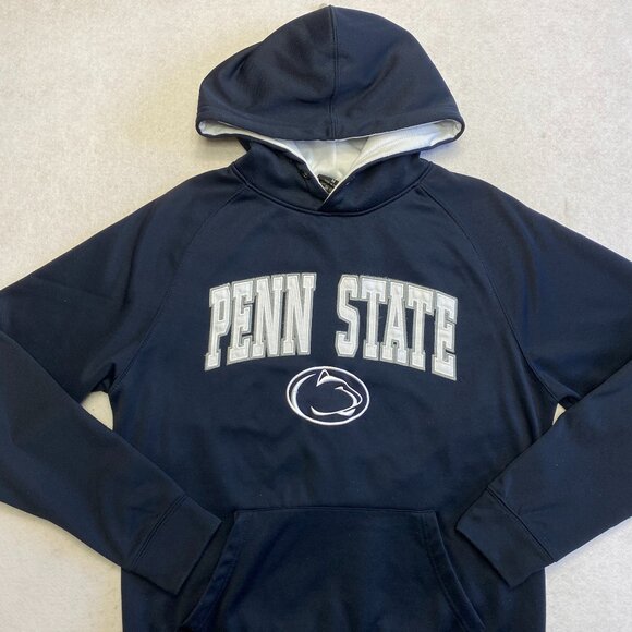Penn State University Hoodie Mens M Navy Blue Embroidered Stitches Pullover - Picture 2 of 13